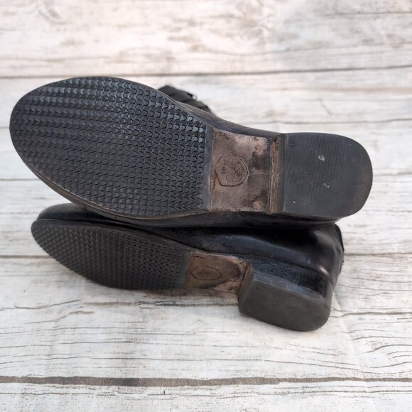 Poppy Barley Knee High Zipper Black Leather Equestrian boots Women Size 10 - Picture 11 of 12